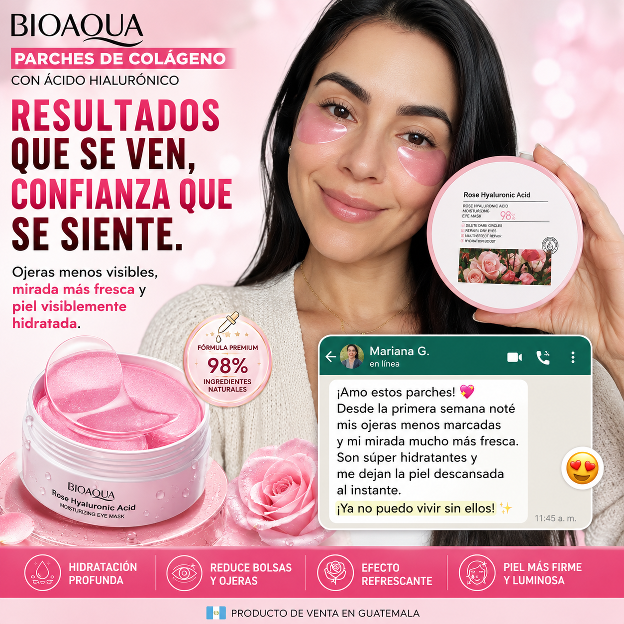 Parches De Acido Hialuronico Para Eliminar Las Ojeras Al Instante ° Contiene 60 Parches