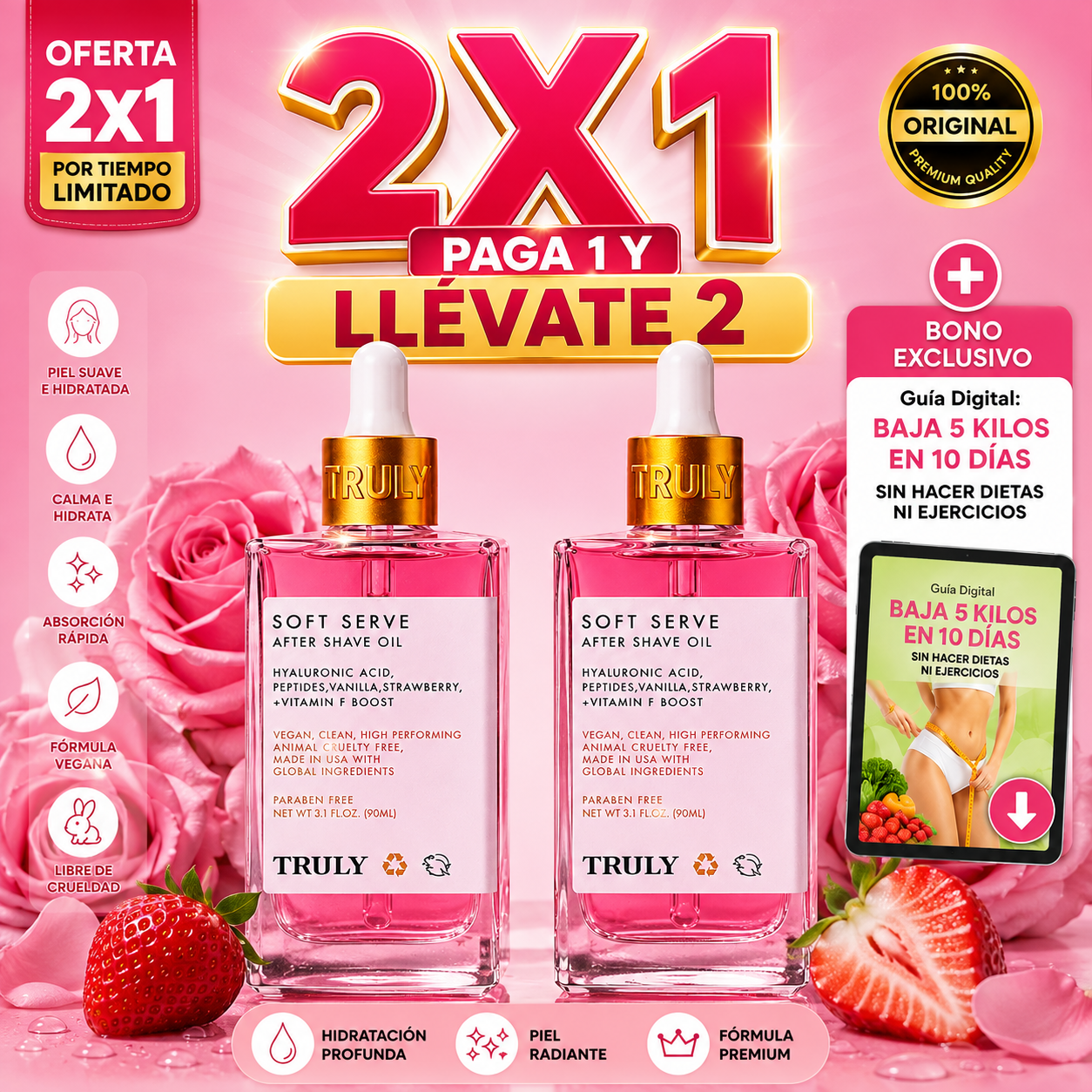 Soft Serve Serum Truly 90 ml + Oferta 2x1 + Guía Digital: Baja 5 Kilos en 10 Días Sin Hacer Dietas Ni Ejercicios
